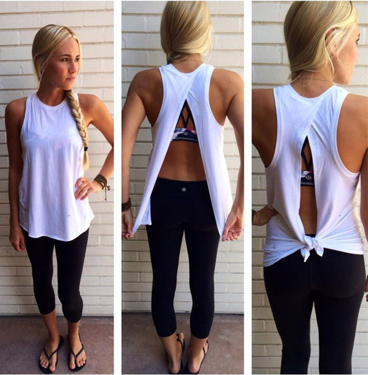 Sleeveless T-shirt Sexy Loose Slit Back Cotton Vest