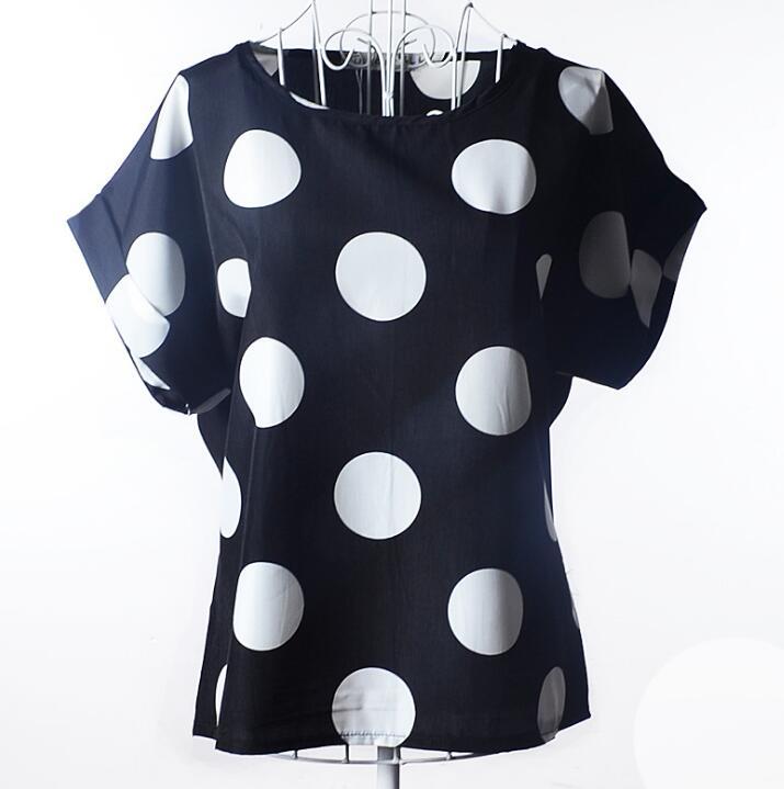 USA SIZE Short-sleeved loose large size top printed chiffon shirt