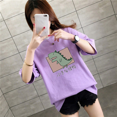 Summer Short Sleeve T-shirt Women's Clothing Student Korean Style Loose Plus Size Women's Clothing All-match Top