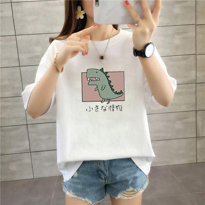 Summer Short Sleeve T-shirt Women's Clothing Student Korean Style Loose Plus Size Women's Clothing All-match Top